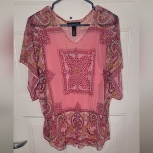 INC International Concepts Pink‎ Boho Top Size M